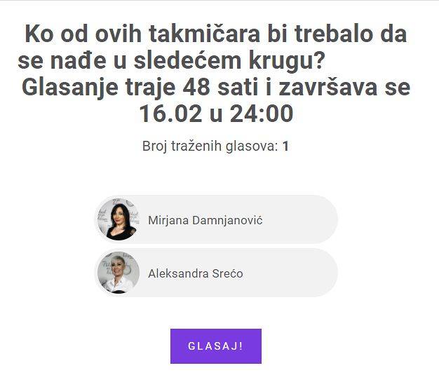 Mirjana ili Aleksandra - ko zaslužuje novu šansu? Pogledajte kako da glasate za jednu od njih 4 487569c9c0cc8736d1c24febddde67fb702f5261