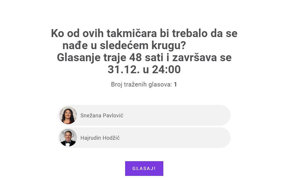 Snežana i Hajrudin bore se za prolazak u drugi krug! Evo kako da glasate za svog favorita 3 56763635c184c98d75167d650c8a4f88b5015702