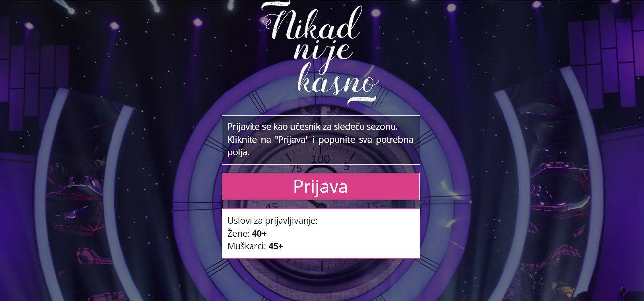 Prijavite za učešće u četvrtoj sezoni šoua „Nikad nije kasno“ 2 60a3291015bbb35c2437d173a859cbf3d511c7a6