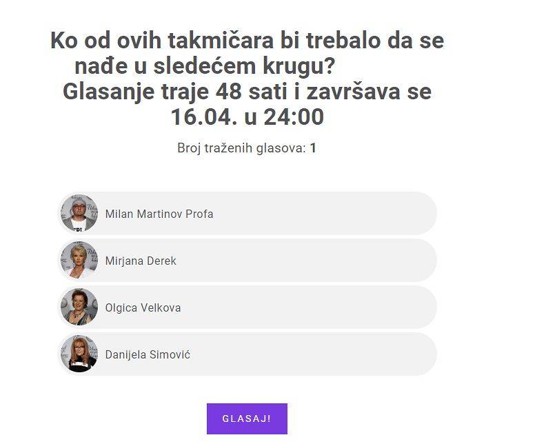 Milan, Mirjana, Olgica ili Danijela – Ko treba da nastavi takmičenje? 3 64148b0d226f828442e43d19d25df99ac5598ae1