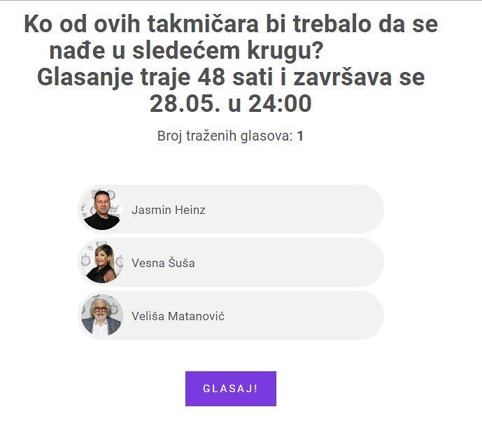 GLASANJE JE OTVORENO: Podržite svog favorita u borbi za polufinale 3 83b4e35f7455870e1138381330dcea891b68bae2