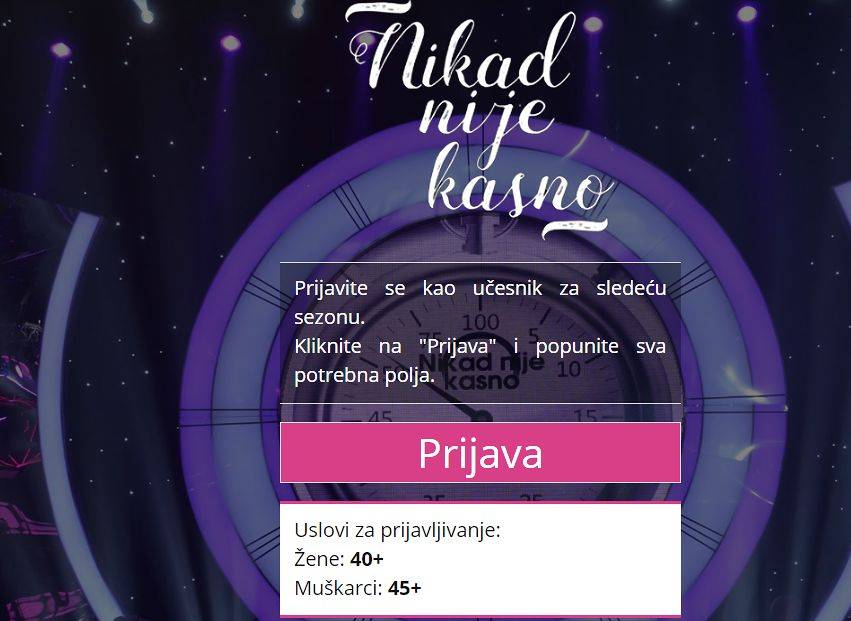 Da li želite da postanete zvezda u poznim godinama? Evo kako da se prijavite za učešće u NIKAD NIJE KASNO 2 87598f161ae01c487dbd8bf1aa087e72a1545ee4