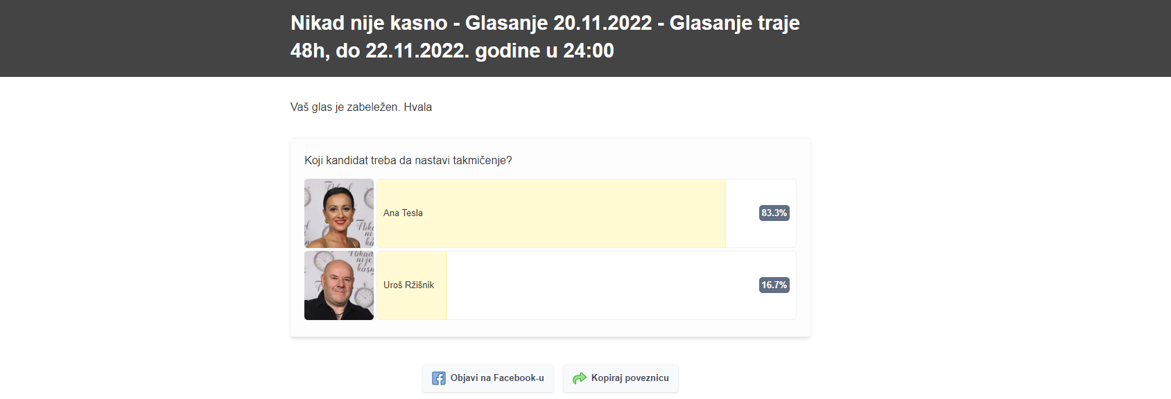 presek glasova