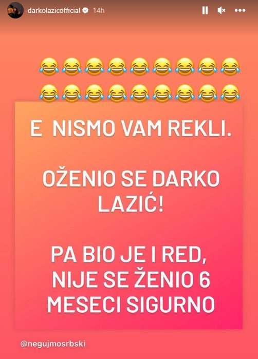 NAKON POTVRDE DA SE OŽENIO, DARKO LAZIĆ postao predmet SPRDNJE na društvenim mrežama (FOTO) 10 Darko Lazic ns