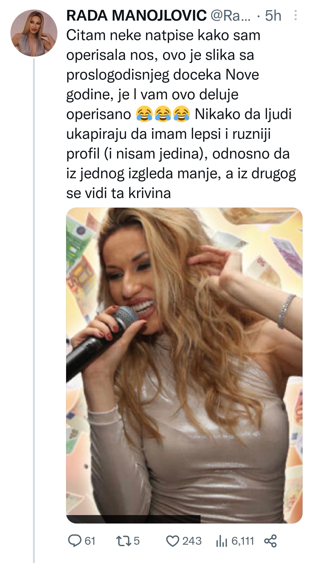 DONELA ODLUKU: Rada Manojlović progovorila O OPERACIJI NOSA: "Iz jednog ugla se više vidi" 6 Screenshot 20230209 105513 com.twitter.android edit 32710196177820
