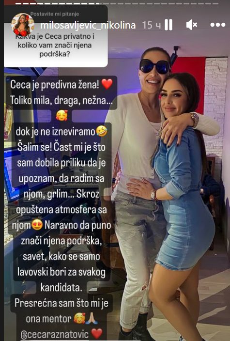 Cecina kandidatkinja otkrila sve o saradnji sa pevačicom van kamera, a ovo što je rekla niko nije očekivao: "Mila je i draga dok je ne iznerviramo" (FOTO) 7 mi7