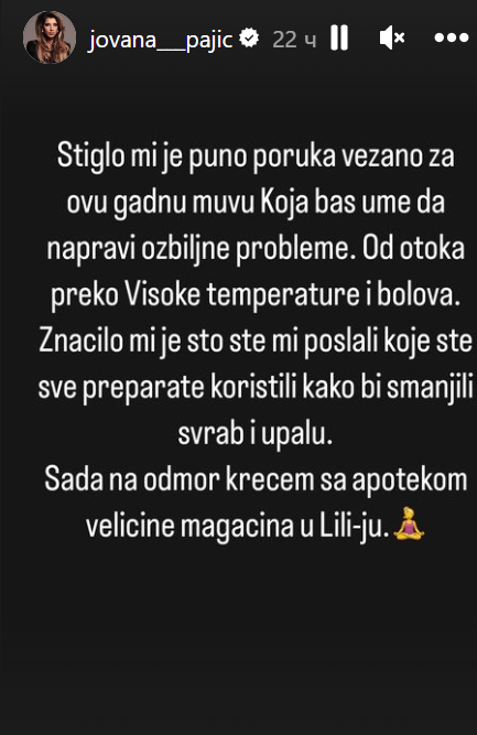 Naša pevačica proživljava dramu na odmoru, oglasila se nakon opasnog ujeda: "Imam otok, bolove i temperaturu" (FOTO) 7 jp