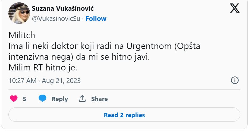 Milić Vukašinović ponovo u bolnici, njegova supruga hitno traži pomoć: "Imam problem sa disanjem" 7 uuu 2