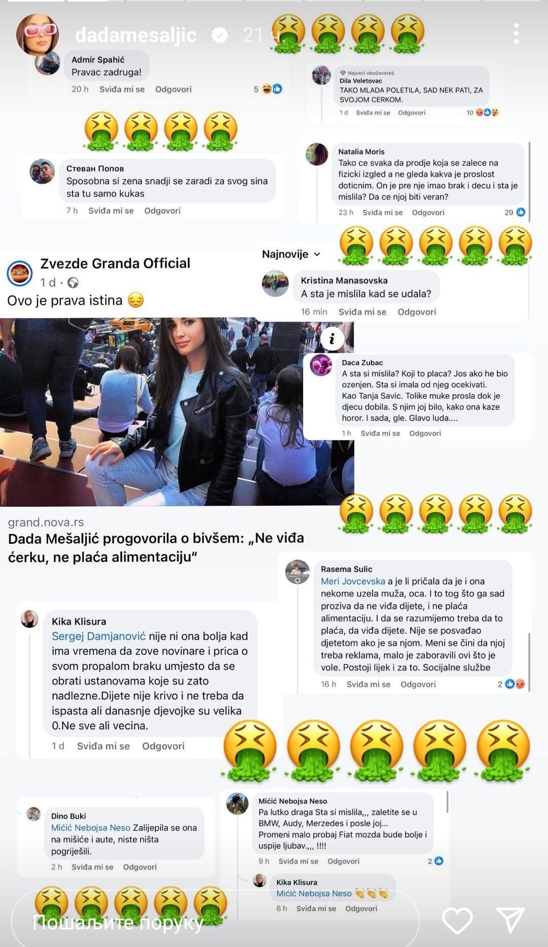 "Neka pati za svojom ćerkom" Samohrana majka Dada Mešaljić na meti sajber nasilja: "Šta je mislila kad se udavala?" 6 Screenshot 20231014 124532 Instagram