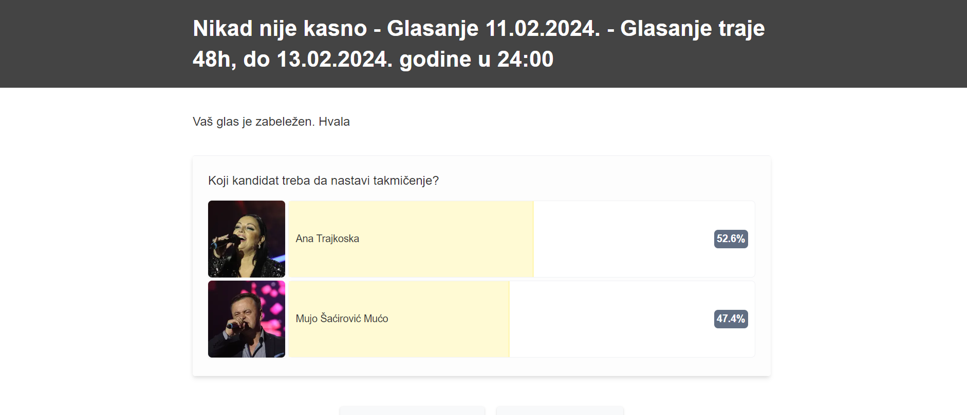 Trka za naredni krug je nikad teža, a glasanje se završava uskoro: Ana ili Mujo - ko treba da ide dalje? 6 Screenshot 2024 02 13 173118