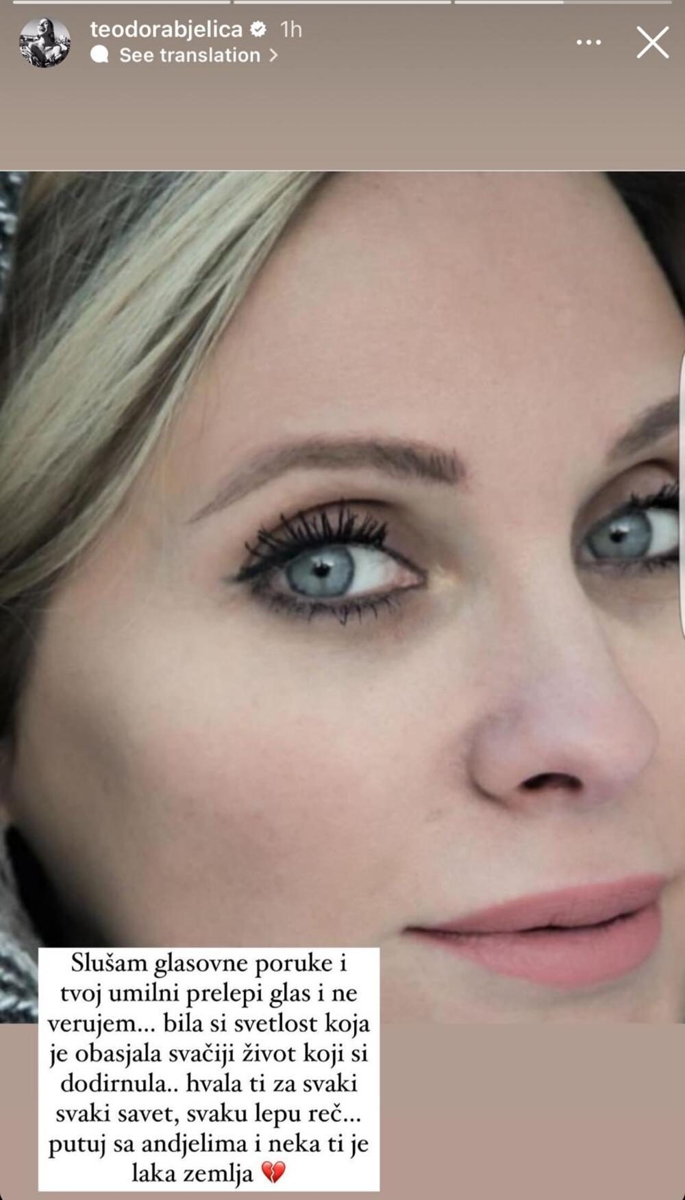"Bila si svetlost koja je obasjala svačiji život koji si dodirnula" Teodora Bjelica teško podnela vest o smrti Bojane Janković 6 image 7 1