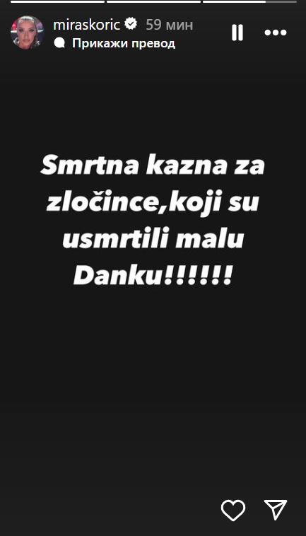 "Smrtna kazna za zločince" Oglasila se Mira Škorić besna zbog ubistva male Danke: "Da se raspadate u najgorim mukama" 4 miji