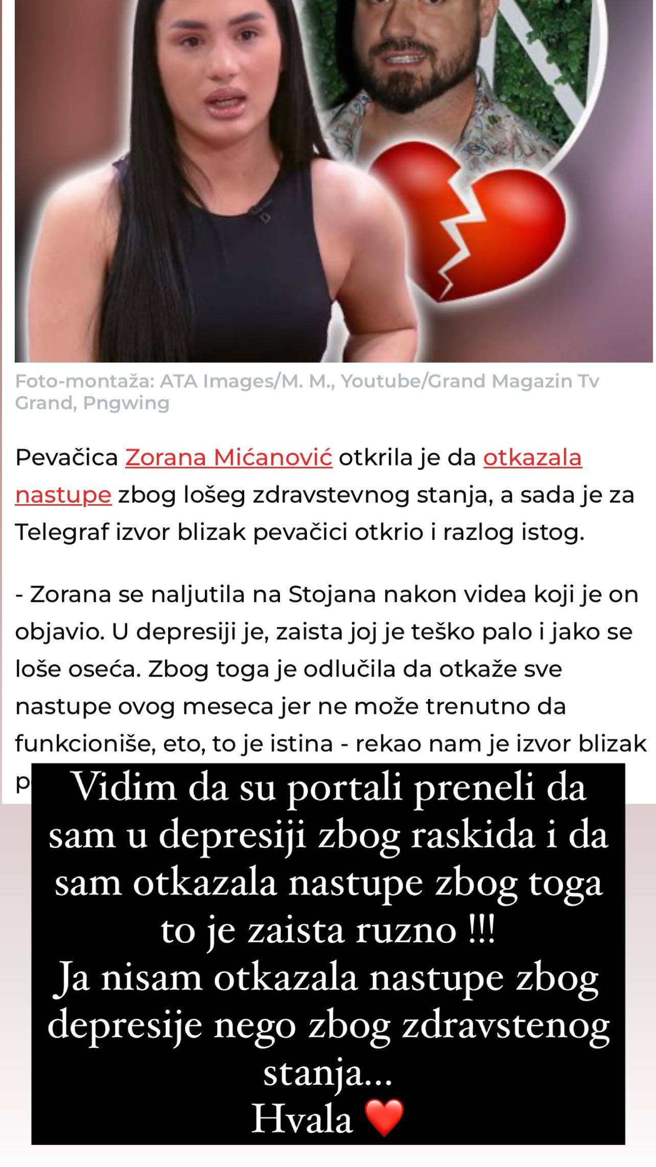 "Neki su preneli da sam u depresiji zbog raskida", Zorana Mićanović se oglasila i otkrila zbog čega je otkazala nastupe 7 Zorana Mićanović i MC Stojan
