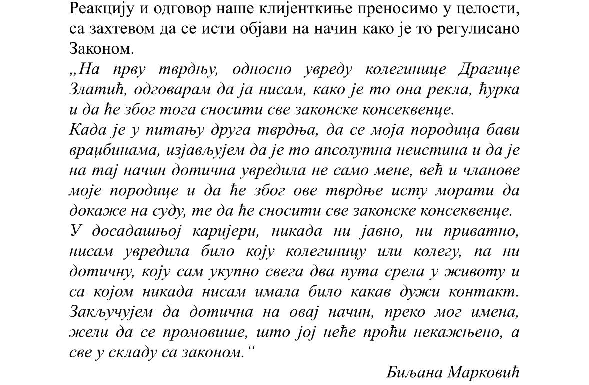 Zvanično saopštenje Biljane Marković nakon optužbi Dragice Zlatić 5 IMG 20240729 WA0069