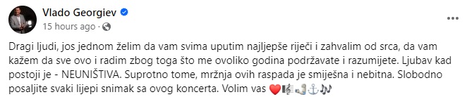 "Ljubav kad postoji je neuništiva" Nakon spektakla na vodi Barba uputio dirljivu poruku fanovima, zahteva od njih jedno 7 vlado