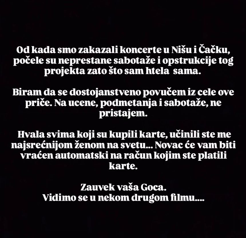 "Ne pristajem na ucene", Goca Lazarević otkazala sve koncerte 7 Goca Lazarevic