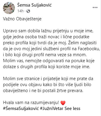 Šemsa Suljaković žrtva ozbiljne prevare, pevačica se hitno oglasila 6 Semsa