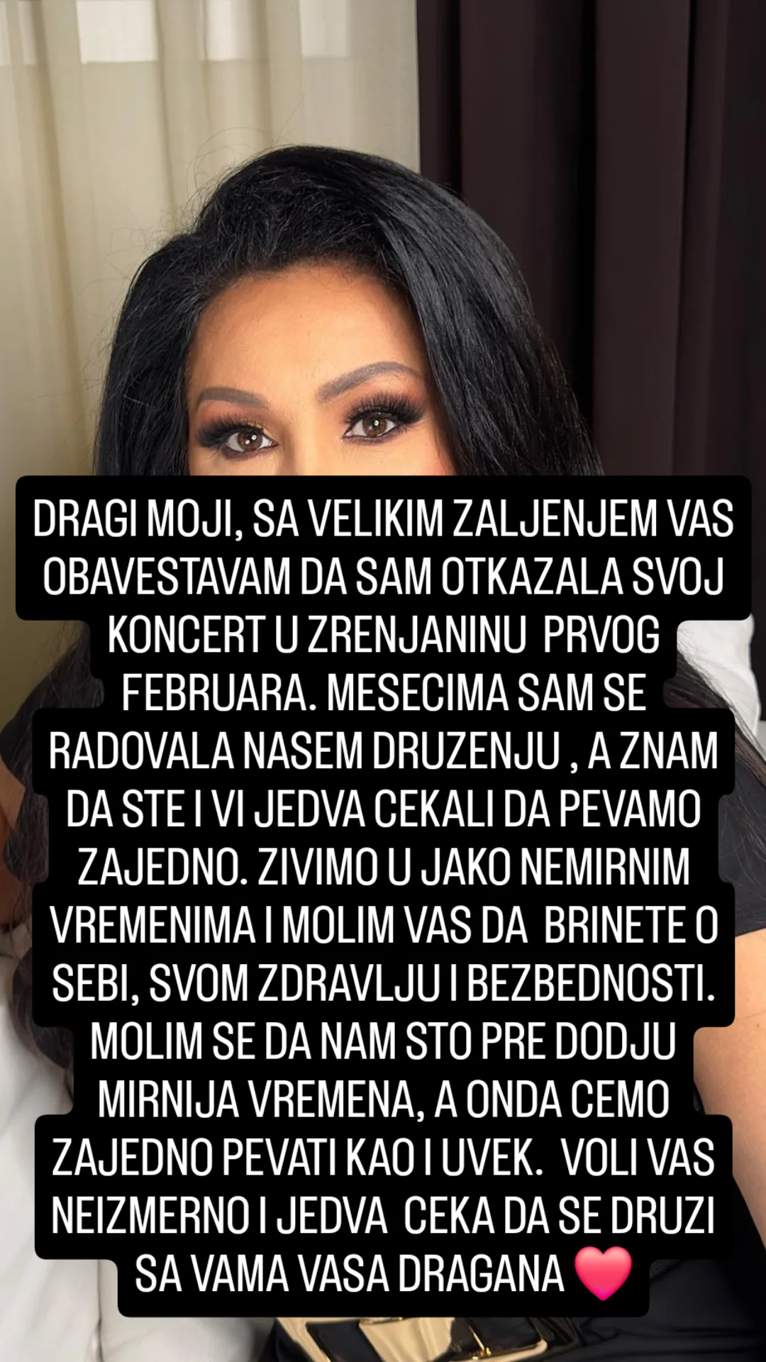 Dragana Mirković otkazala koncert u Zrenjaninu: "Živimo u jako nemirnim vremenima" 7 475333558 18483827512022985 737840435085107850 n