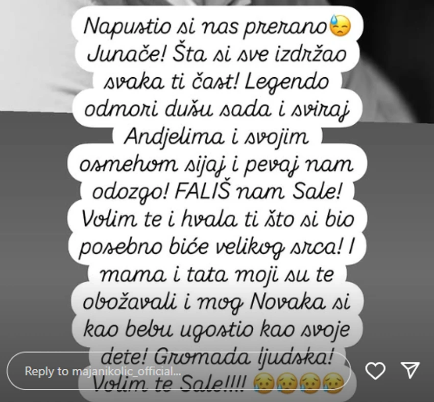 "Mog Novaka si gledao kao svoje dete", Maja Nikolić se u suzama oprostila od Saše Popovića 7