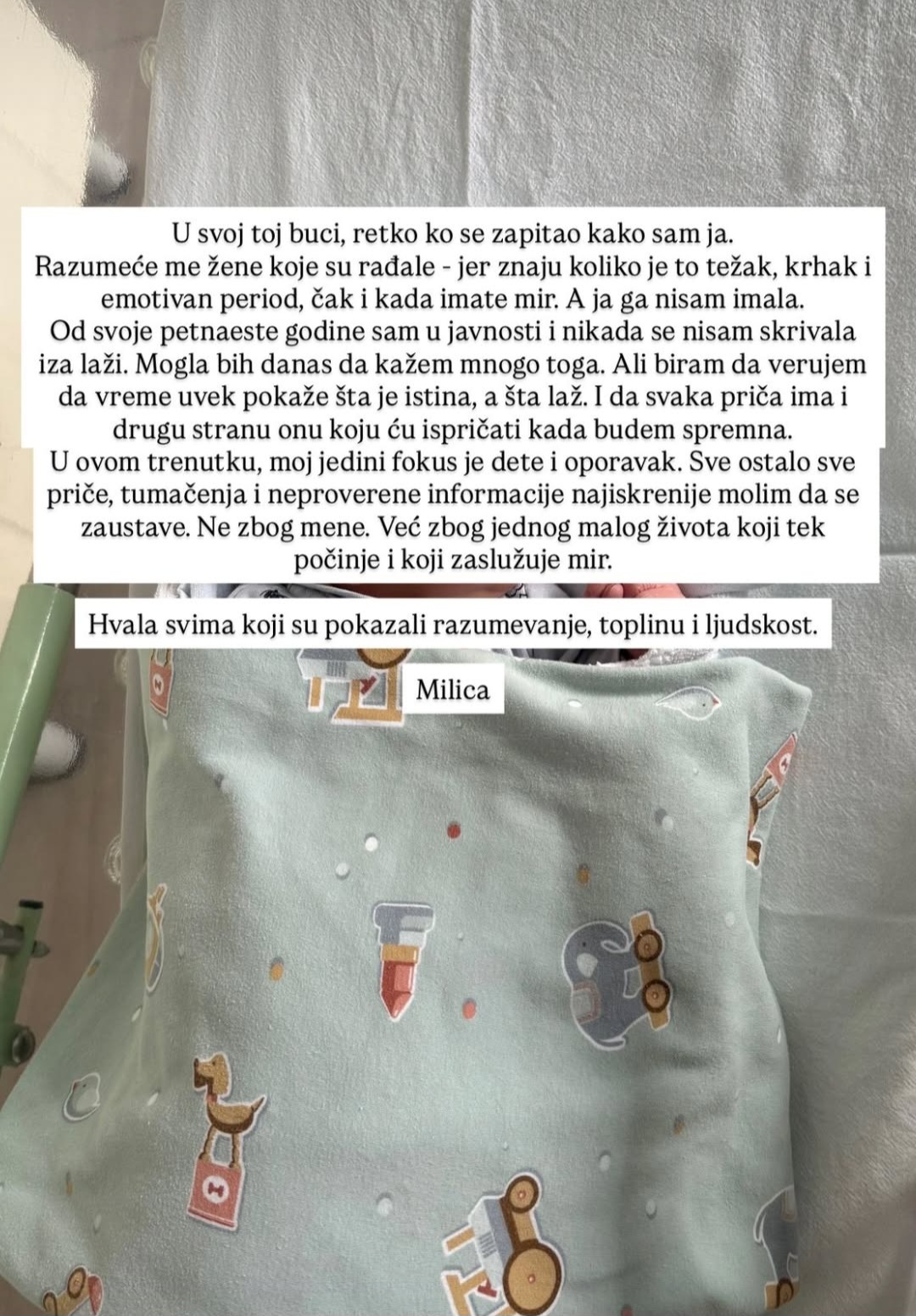 Milica Todorović se hitno oglasila, objavila i sliku iz porodilišta: "Okolnosti nisu ni crne ni bele, moj jedini fokus je dete i oporavak" FOTO 8 Mica Todorovic insta 1