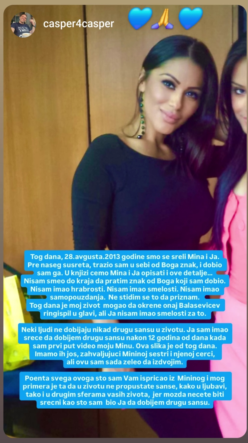 "Tražio sam od Boga znak" Kasper objavio sliku, otkrio kada je prvi put video Minu: "Tog dana, 28.avgusta 2013. godine..." FOTO 7 Kasper prvi susret