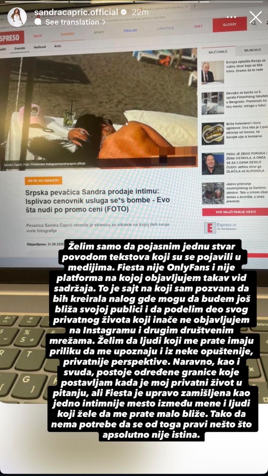 Sandra Čaprić u kandžama opasne medijske hajke: Oglasila se na Instagramu i otkrila istinu o sajtovima za odrasle! "Postavila sam jasne granice!" 6 Sandra Capric
